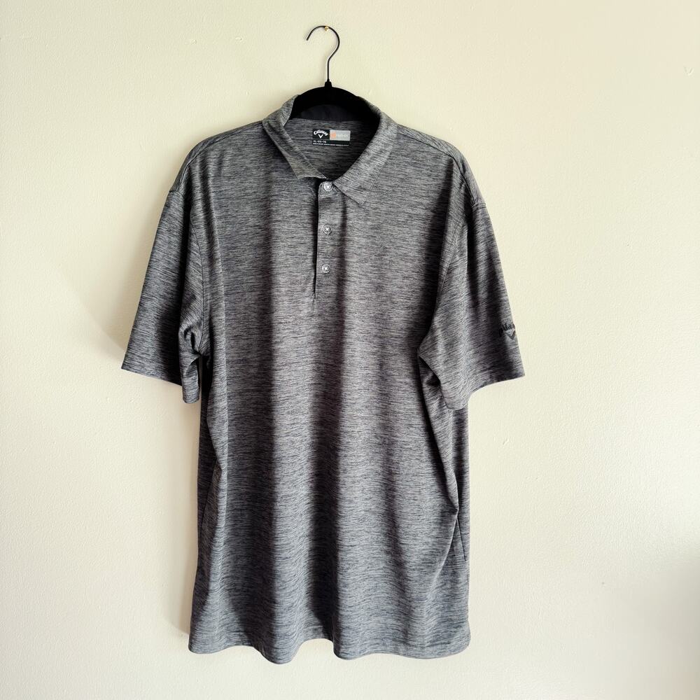 Callaway Black Grey Heathered Short Sleeve Golf Polo - XL